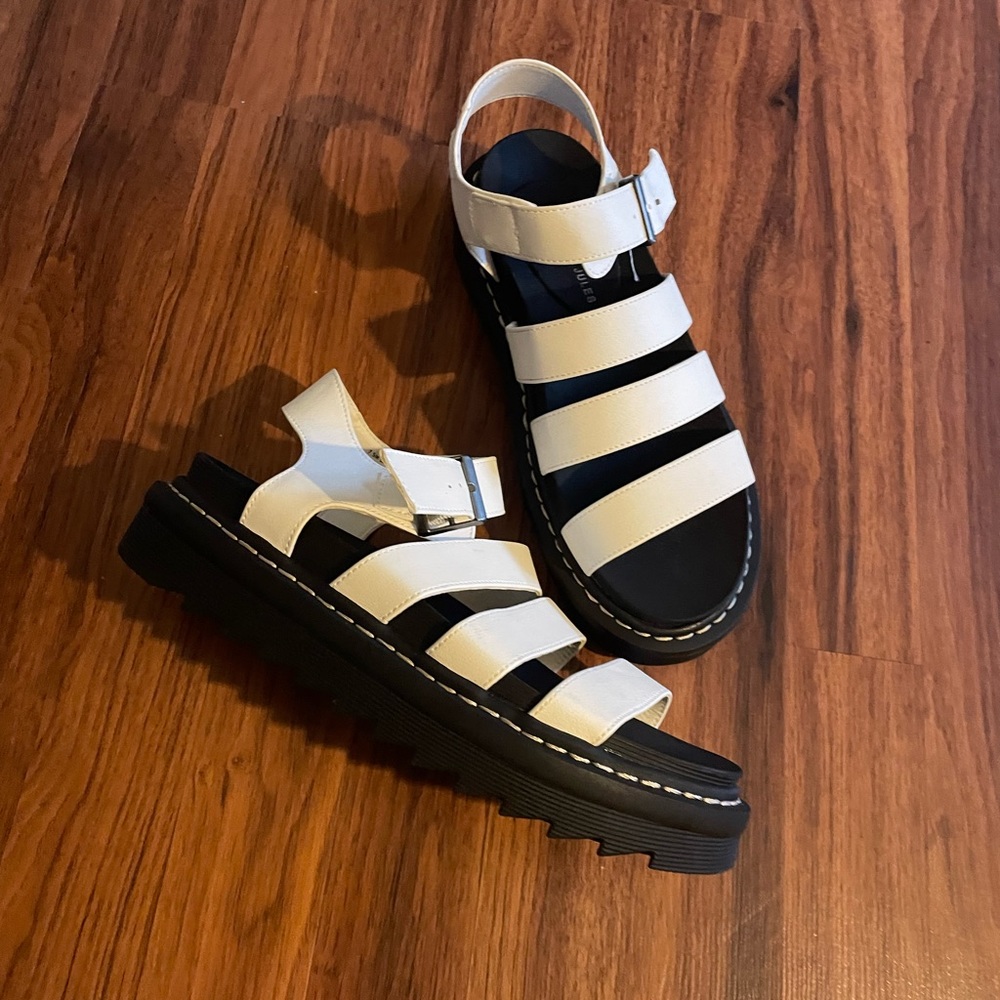 Never worn platform white sandals